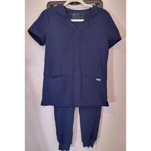 FIGS Technical Collection Women's Blue Scrub Set Top/Pants Sz XS Pockets